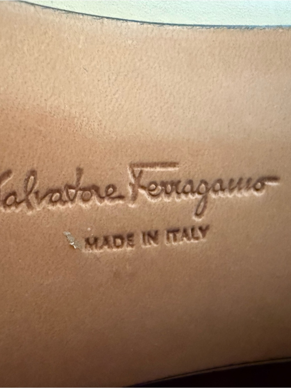 Salvatore Ferragamo Beige Leather Flats with Black Patent Toe - Picture 7 of 11